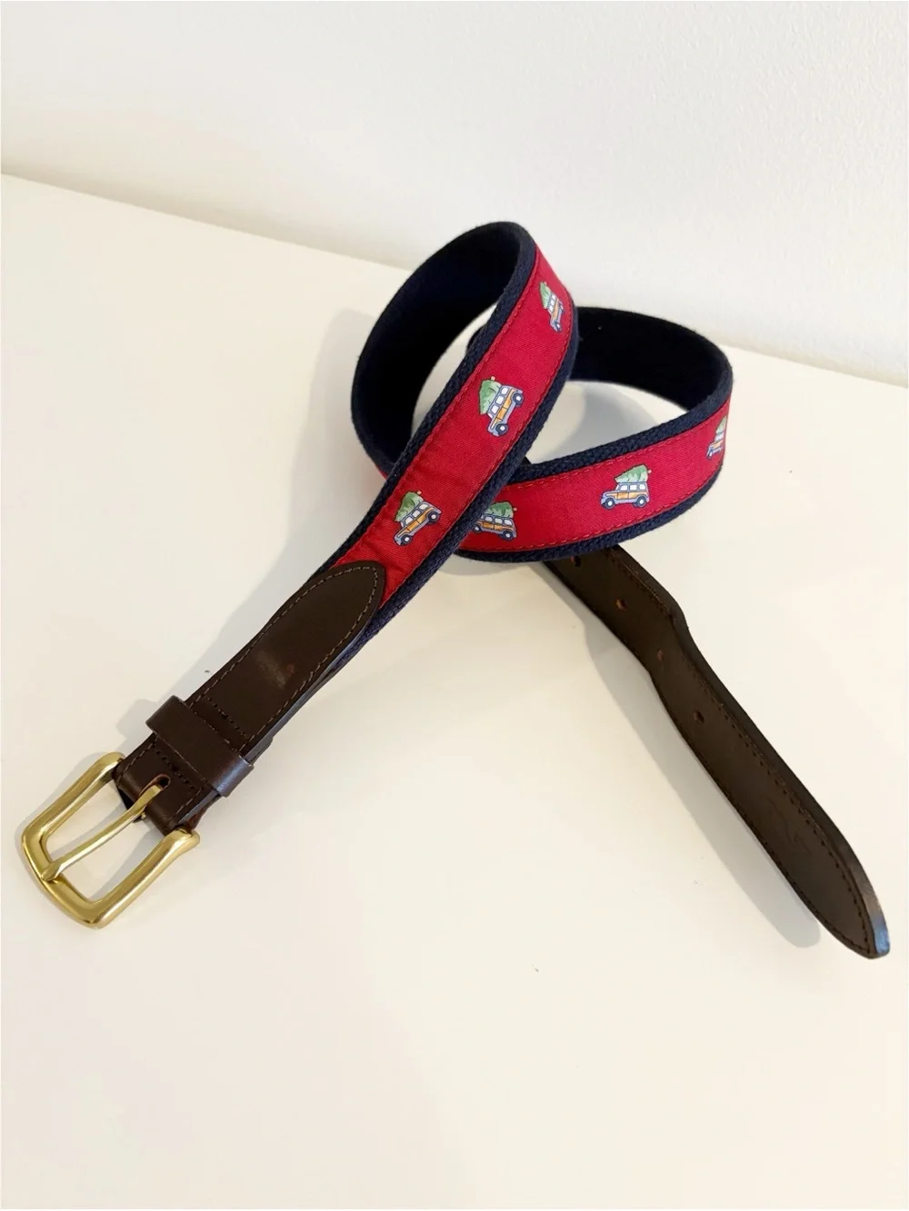 Vineyard Vines || Christmas Tree Trucks Belt Red 36